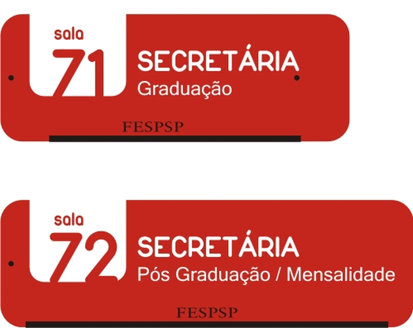 FESPSP — sinalização das salas 71 e 72, Secretaria